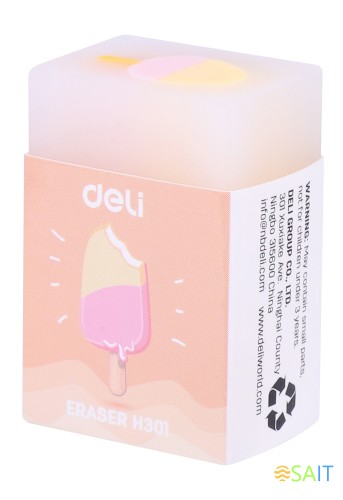 Ластик Deli EH301 прямоугольный 38х25х17мм ассорти индивидуальная картонная упаковка