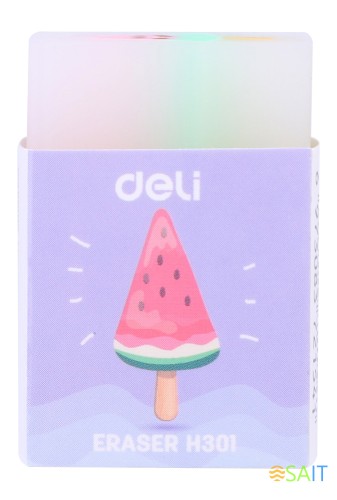 Ластик Deli EH301 прямоугольный 38х25х17мм ассорти индивидуальная картонная упаковка