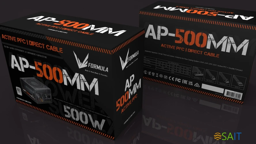 Блок питания Formula ATX 500W AP-500ММ 80 PLUS WHITE (20+4pin) APFC 120mm fan 6xSATA RTL