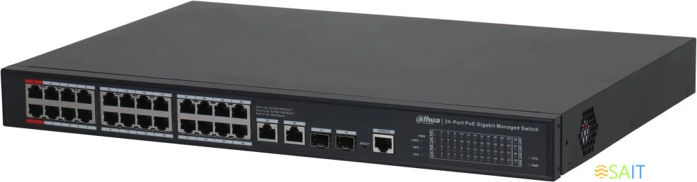 Коммутатор Dahua DH-S4228-24GT-360 (L2) 28x1Гбит/с 2SFP 24PoE 360W управляемый