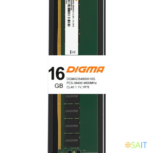 Память DDR5 16Gb 4800MHz Digma DGMAD54800016S RTL PC5-38400 CL40 DIMM 288-pin 1.1В single rank Ret