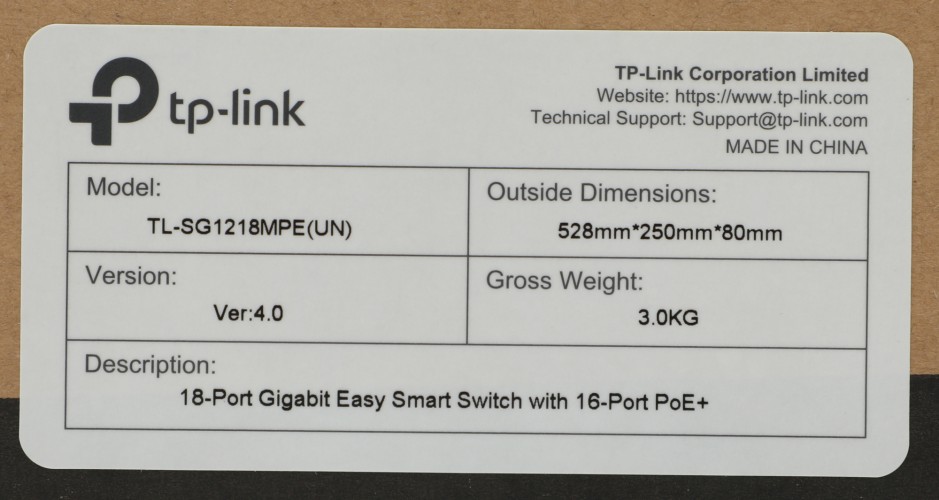 Коммутатор TP-Link TL-SG1218MPE (L2) 18x1Гбит/с 2xКомбо(1000BASE-T/SFP) 16PoE+ 192W управляемый