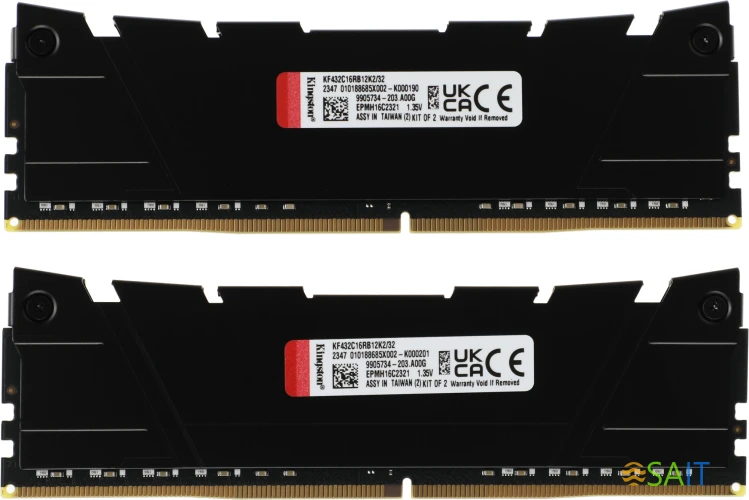 Память DDR4 2x16GB 3200MHz Kingston KF432C16RB12K2/32 Fury Renegade Black RTL Gaming PC4-25600 CL16 DIMM 288-pin 1.35В dual rank с радиатором Ret