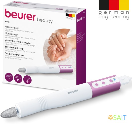 Маникюрно-педикюрный набор Beurer MP52 насадок в компл.:7шт (подсветка) белый/розовый