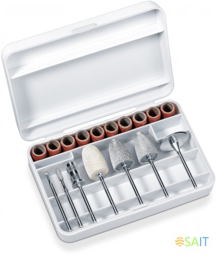 Маникюрно-педикюрный набор Beurer MP52 насадок в компл.:7шт (подсветка) белый/розовый