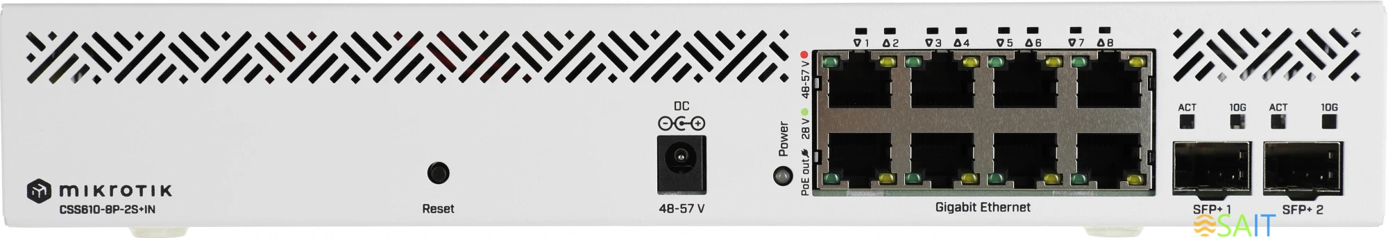 Коммутатор MikroTik CSS610-8P-2S+IN 8x1Гбит/с 2SFP+ 8PoE 8PPoE 140W управляемый