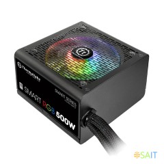 Блок питания Thermaltake ATX 500W Smart RGB 500 80+ (20+4pin) APFC 120mm fan color LED 6xSATA RTL