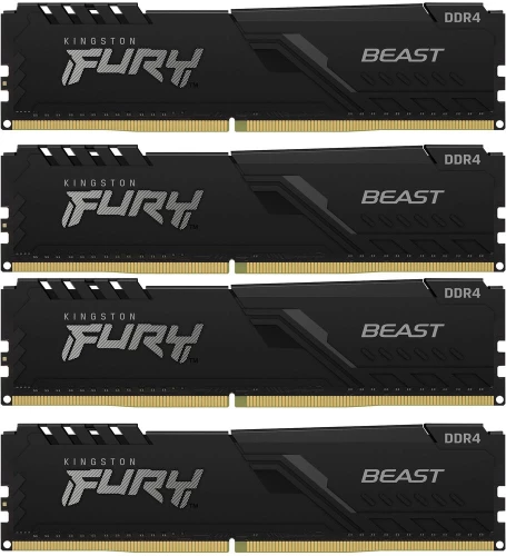 Память DDR4 4x32GB 3200MHz Kingston KF432C16BBK4/128 Fury Beast Black RTL Gaming PC4-25600 CL16 DIMM 288-pin 1.35В dual rank с радиатором Ret