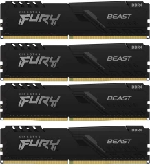 Память DDR4 4x32GB 3200MHz Kingston KF432C16BBK4/128 Fury Beast Black RTL Gaming PC4-25600 CL16 DIMM 288-pin 1.35В dual rank с радиатором Ret