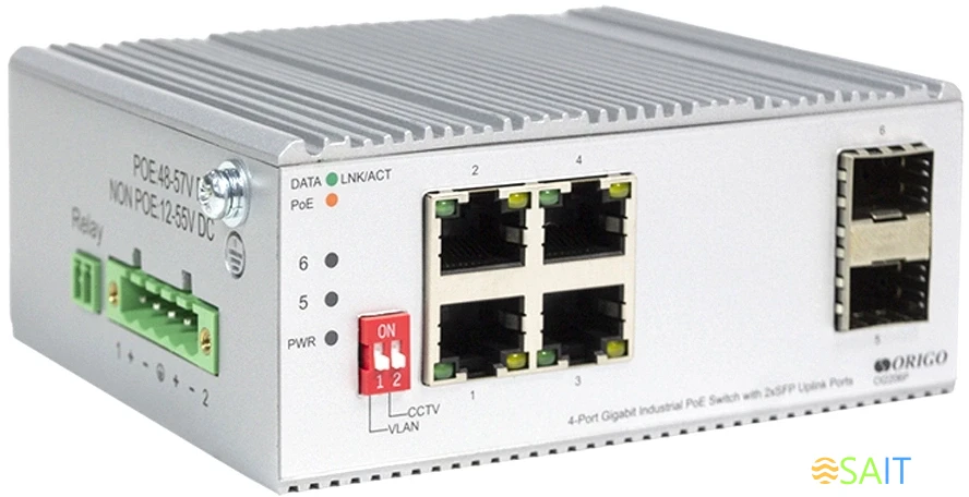 Коммутатор Origo OI2206P/120W OI2206P/120W/A1A (L2) 4x1Гбит/с 2SFP 4PoE 4PoE+ 120W неуправляемый