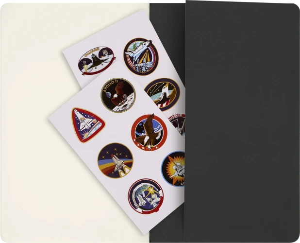 Блокнот Moleskine CAHIER NASA-INSPIRED SKCAHLP7063S2 Large 130х210мм 120стр. нелинованный мягкая обложка серебристый/черный Moon (2шт)