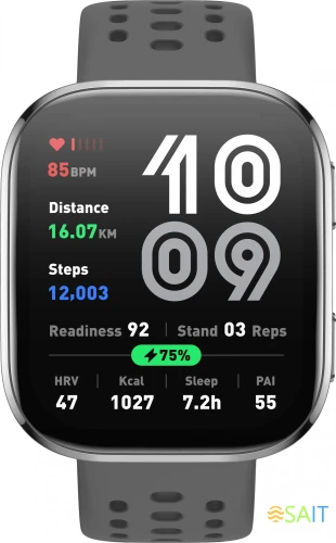 Смарт-часы Amazfit Bip 6 A2435 1.97" AMOLED корп.угольно-серый рем.серый разм.брасл.:130-195мм (6970100378191)