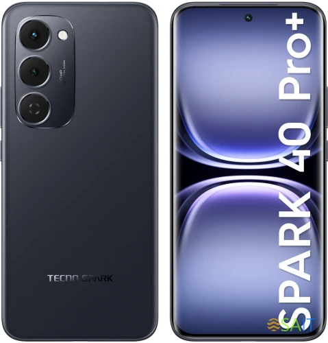 Смартфон Tecno Spark 40 Pro+ 256Gb 8Gb черный моноблок 3G 4G 2Sim 6.78" 1224x2720 Android 15 50Mpix 802.11 a/b/g/n/ac/ax NFC GPS GSM900/1800 Protect FM