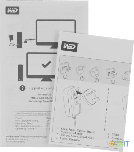 Жесткий диск WD USB 3.0 10Tb WDBWLG0100HBK-EESN Elements Desktop 3.5" черный