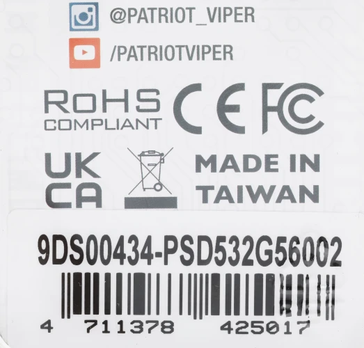Память DDR5 32GB 5600MHz Patriot PSD532G56002 Signature RTL PC5-44800 CL46 DIMM 288-pin 1.1В dual rank Ret