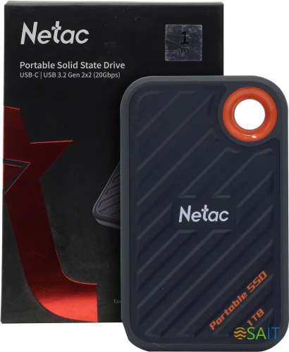 Накопитель SSD Netac USB-C 1000Gb NT01ZX20-001T-32BL ZX20 2.5" синий