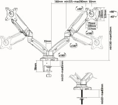 Кронштейн для мониторов Ultramounts UM705 черный 13"-27" макс.13кг настольный поворот и наклон верт.перемещ.