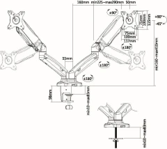 Кронштейн для мониторов Ultramounts UM705 черный 13"-27" макс.13кг настольный поворот и наклон верт.перемещ.