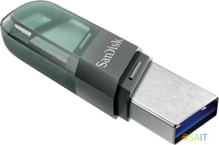 Флеш Диск Sandisk 64Gb iXpand Flip SDIX90N-064G-GN6NN USB3.1 зеленый/серебристый