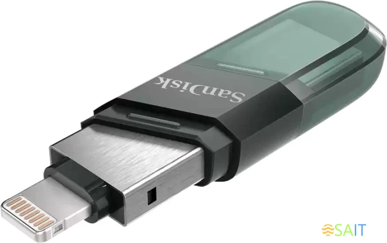 Флеш Диск Sandisk 64Gb iXpand Flip SDIX90N-064G-GN6NN USB3.1 зеленый/серебристый