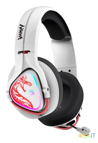 Наушники с микрофоном A4Tech Bloody MR720 белый/красный мониторные BT/Radio оголовье (MR720 NARAKA)