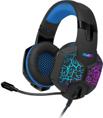 Игровые стереонаушники с микрофоном SVEN AP-U980MV, черный-синий (USB, LED, 7.1) SVEN AP-U980MV