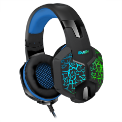 Игровые стереонаушники с микрофоном SVEN AP-U980MV, черный-синий (USB, LED, 7.1) SVEN AP-U980MV