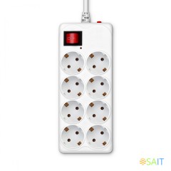 Сетевой фильтр Buro 800SH-1.8-W 1.8м (8 розеток) белый (коробка)