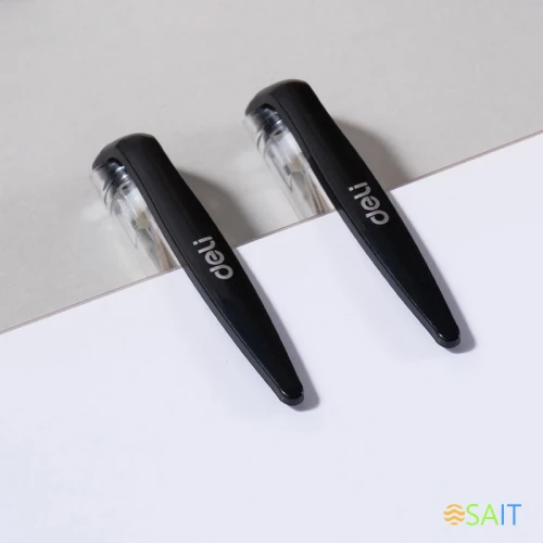 Набор ручек гелев. Deli C6600S-T прозрачный/черный d=0.5мм черн. черн. пакет (2шт) кругл. резин. манжета черный