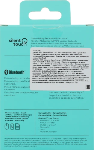 Мышь Logitech M240 Silent белый оптическая 4000dpi silent беспров. BT для ноутбука 2but (910-007120)