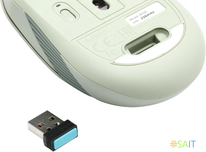 Мышь A4Tech Fstyler FB10C зеленый оптическая 2000dpi беспров. BT/Radio USB 4but (FB10C MATCHA GREEN)