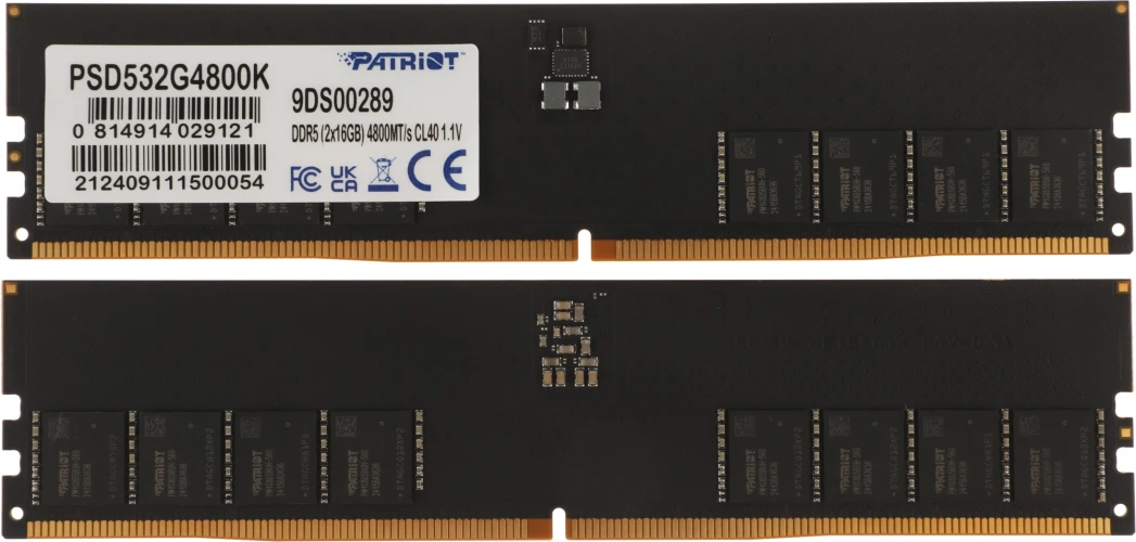 Память DDR5 2x16Gb 4800MHz Patriot PSD532G4800K Signature RTL Gaming PC5-38400 CL40 DIMM 288-pin 1.1В Ret