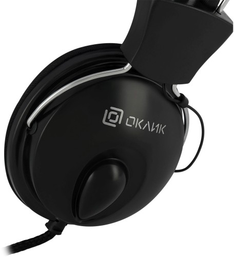 Наушники с микрофоном Оклик HS-M200 черный 1.8м накладные оголовье (1532011)