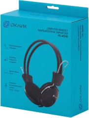 Наушники с микрофоном Оклик HS-M200 черный 1.8м накладные оголовье (1532011)