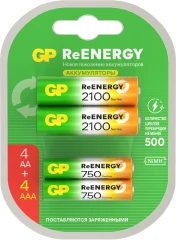 Аккумулятор GP 210AAHC АА+75AAAHC AAA NiMH 2000mAh (8шт)