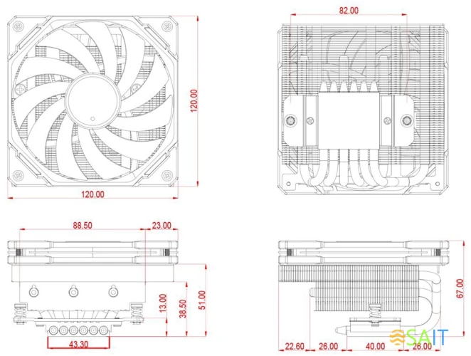 Устройство охлаждения(кулер) ID-Cooling IS-67-XT Soc-AM5/AM4/1200/1700/1851 белый 4-pin 16-35dB Al+Cu 150W 500gr Ret (IS-67-XT WHITE)