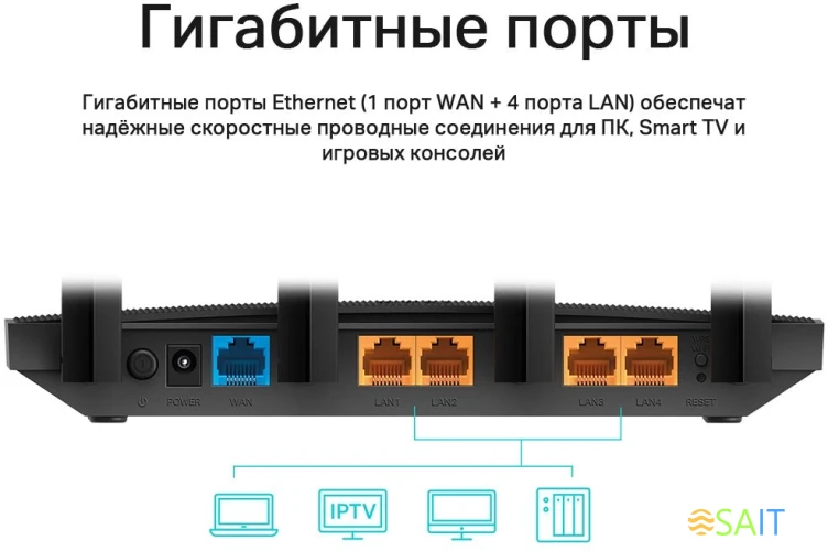 Роутер беспроводной TP-Link Archer C6U AC1200 10/100/1000BASE-TX черный