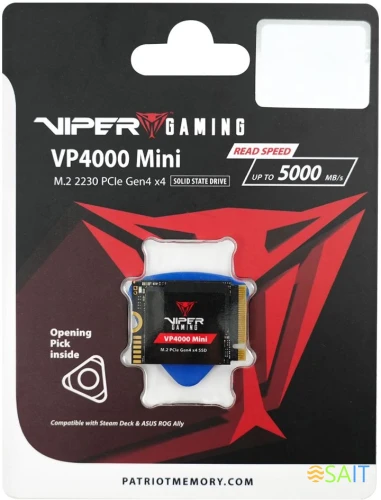 Накопитель SSD Patriot PCIe 4.0 x4 2TB VP4000M2TBM23 VP4000 Mini M.2 2230