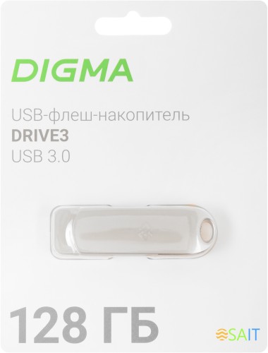 Флеш Диск Digma 128Gb DRIVE3 DGFUM128A30SR USB3.0 серебристый