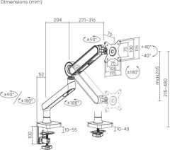 Кронштейн для мониторов Ultramounts UM719W белый 17"-35" макс.10.5кг крепление к столешнице поворот и наклон