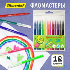 Фломастеры Silwerhof Монстрики 9мм 145мм круг. пулевидный пиш. наконечник Вентилируемый 12цв. пакет с европодвесом