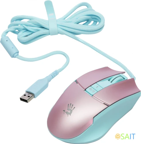 Мышь A4Tech Bloody L65 Max розовый/голубой оптическая 12000dpi USB 6but (L65 MAX/SKY PINK)
