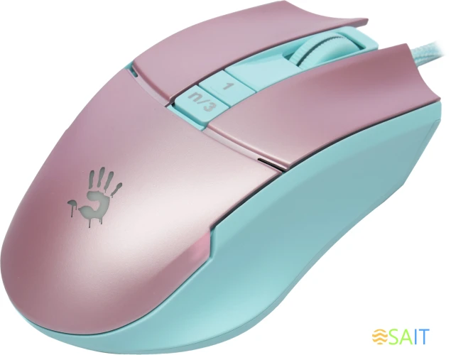 Мышь A4Tech Bloody L65 Max розовый/голубой оптическая 12000dpi USB 6but (L65 MAX/SKY PINK)