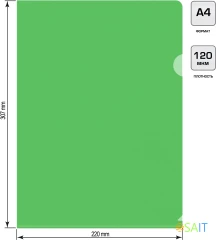 Папка-уголок Silwerhof Eco тисненый A4 пластик 0.12мм зеленый
