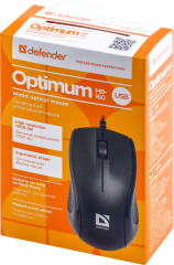 Defender Проводная оптическая мышь Optimum MB-160 черный,3 кнопки,1000 dpi Defender Optimum MB-160 черный