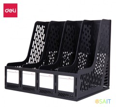 Лоток вертикальный Deli E9846BLACK для бумаг 326х275х257мм черный пластик