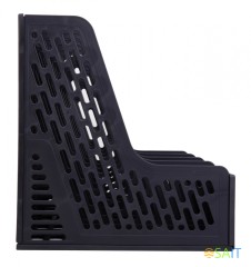 Лоток вертикальный Deli E9846BLACK для бумаг 326х275х257мм черный пластик