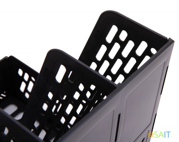 Лоток вертикальный Deli E9846BLACK для бумаг 326х275х257мм черный пластик