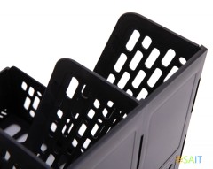 Лоток вертикальный Deli E9846BLACK для бумаг 326х275х257мм черный пластик