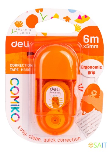Лента коррект. Deli EH350 6мх5мм ассорти корпус белый блистер
